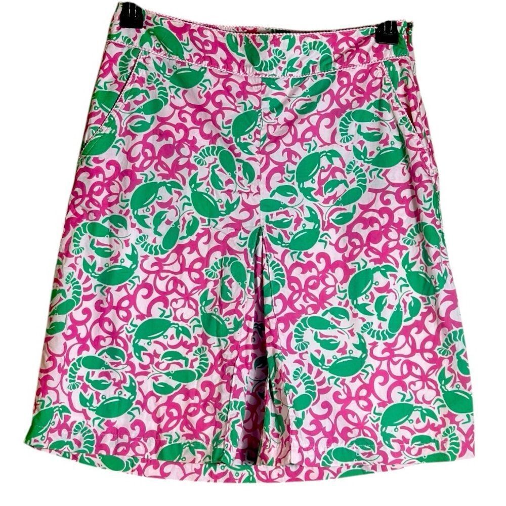 L.L. Bean Vintage Pink and Green Lobster Crab Skirt Size 6‎ 📦